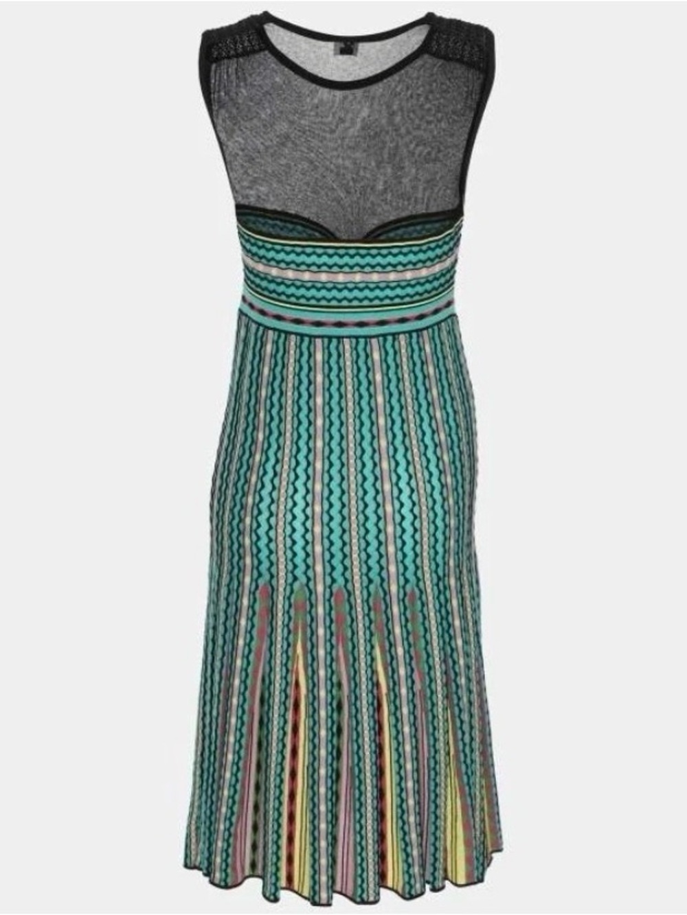 Missoni Sleeveless Teal & Black Patterned Midi Dress - Picture 2 of 11